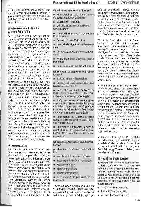 Vorschauseite 2: Pressearbeit und PR im Krankenhaus (I)Krisenkommunikation im Krankenhaus: Wenn Journalisten kritisch nachfragen