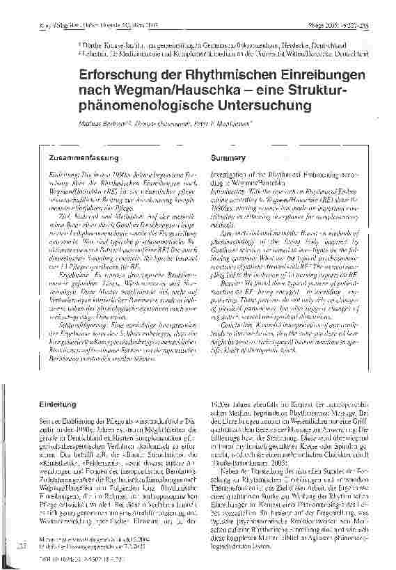Vorschauseite 1: Erforschung der Rhythmischen Einreibungen nach Wegman/Hauschka - eine Struktur-phänomenologische Untersuchung