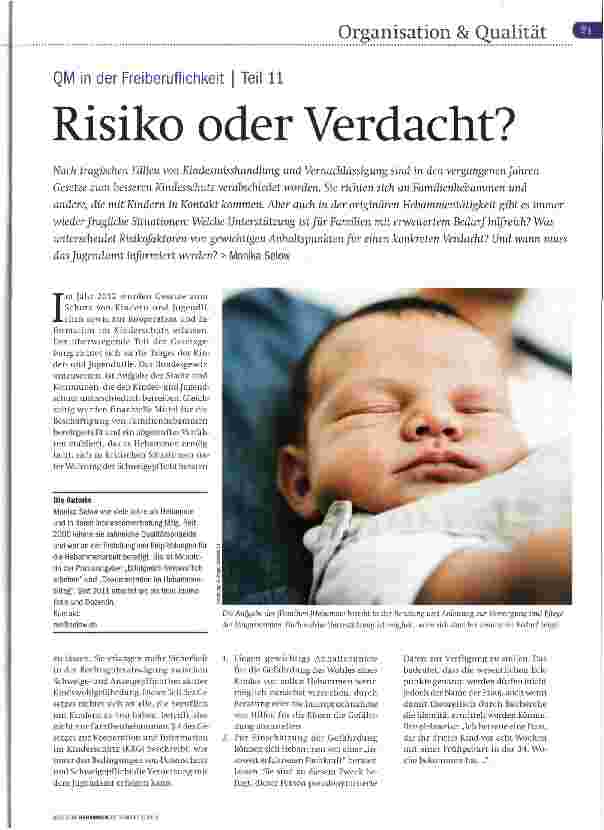 Vorschauseite 1: QM in der Freiberuflichkeit Teil 11 Risiko oder Verdacht?