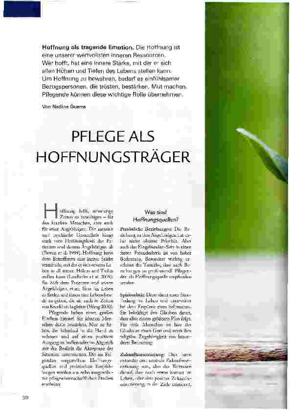 Vorschauseite 1: PFLEGE ALS HOFFNUNGSTRÄGER