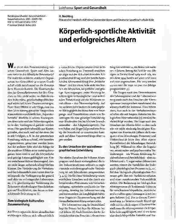 Vorschauseite 1: Körperlich-sportliche Aktivität und erfolgreiches Altern