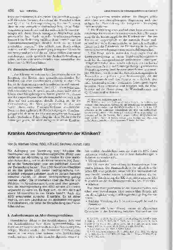 Vorschauseite 1: Krankes Abrechnungsverfahren der Kliniken?