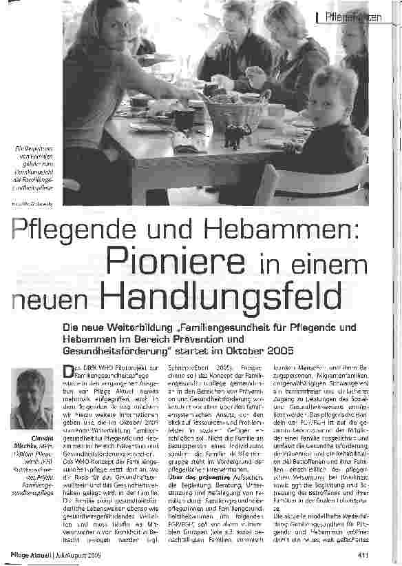 Vorschauseite 1: Pflegende und Hebammen: Pioniere in einem neuen Handlungsfeld