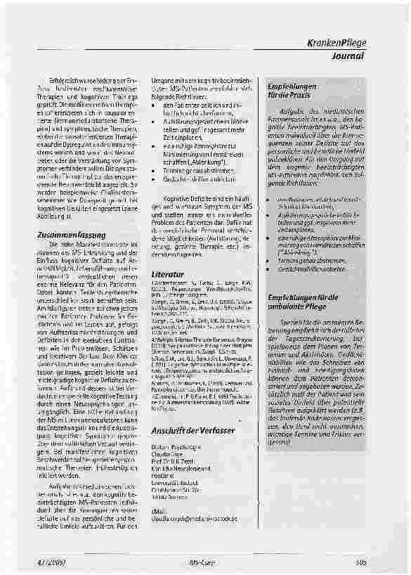 Vorschauseite 4: Kognitive Störungen bei Patienten mit Multipler Sklerose