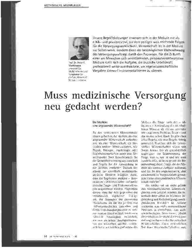Vorschauseite 1: Muss medizinische Versorgung neu gedacht werden?