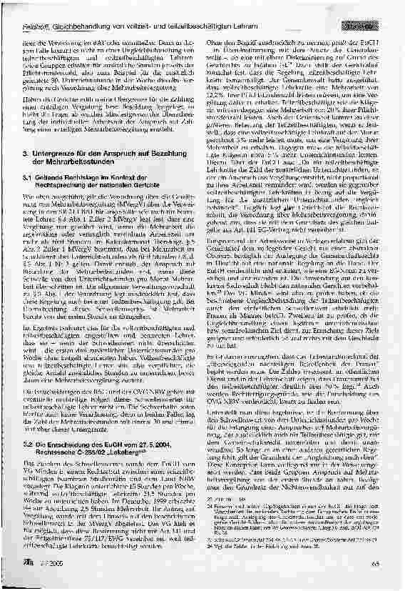 Vorschauseite 4: Gleichbehandlung von vollzeitbeschäftigten und teilzeitbeschäftigten Lehrern - neue Facetten eines alten Themas
