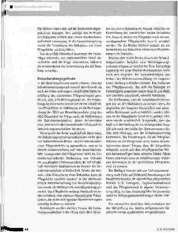 Vorschauseite 2: Schadensersatz wegen fehlender Dekubitusprophylaxe