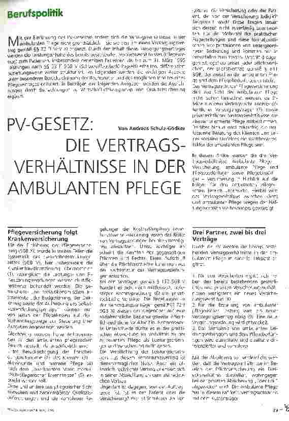 Vorschauseite 1: PV-Gesetz: Die Vertragsverhältnisse in der Ambulanten Pflege