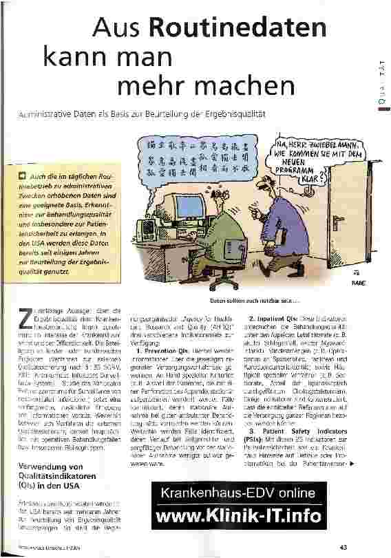 Vorschauseite 1: Aus Routinedaten kann manmehr machenAdministrative Daten als Basis zur Beurteilung der Ergebnisqualität