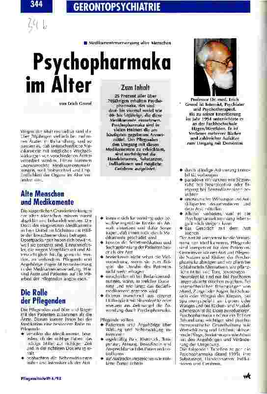 Vorschauseite 1: Psychopharmaka im Alter Medikamentenversorgung alter Menschen