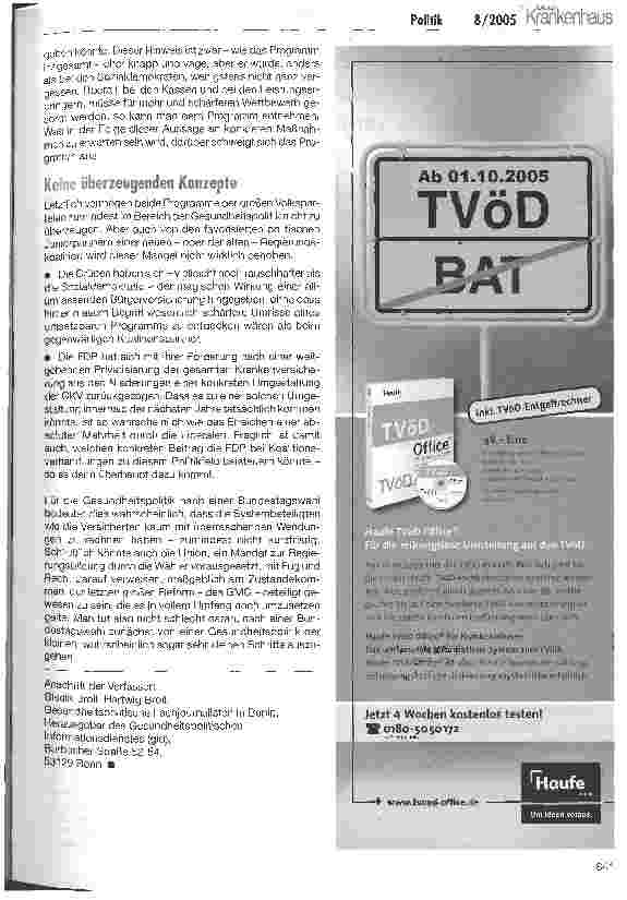 Vorschauseite 3: Kein großer Wurf in BerlinDie gesundheitspolitische Programmatik der Parteien vermag nicht zu überzeugen