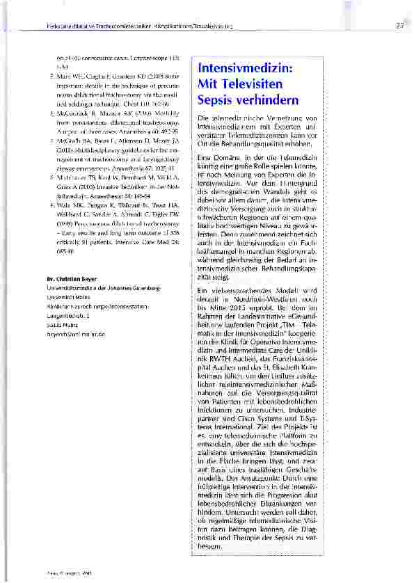 Vorschauseite 4: Perkutane dilatative Tracheotomietechniken: Komplikationen/T roubleshooting