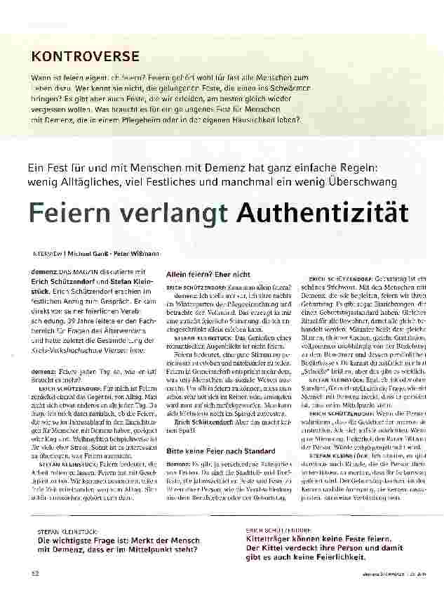 Vorschauseite 1: Feiern verlangt Authentizität