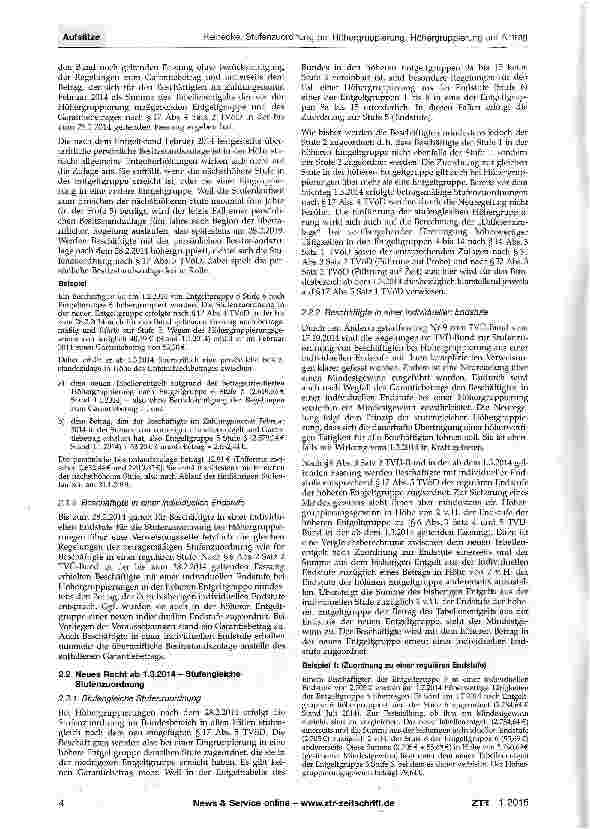 Vorschauseite 2: Stufenzuordnung bei Höhergruppierung, Höhergruppierung auf Antrag und jeweilige aktuelle tarifliche Änderungen im Bundesdienst