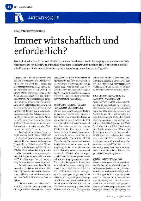 Vorschauseite 1: Immer wirtschaftlich und erforderlich?