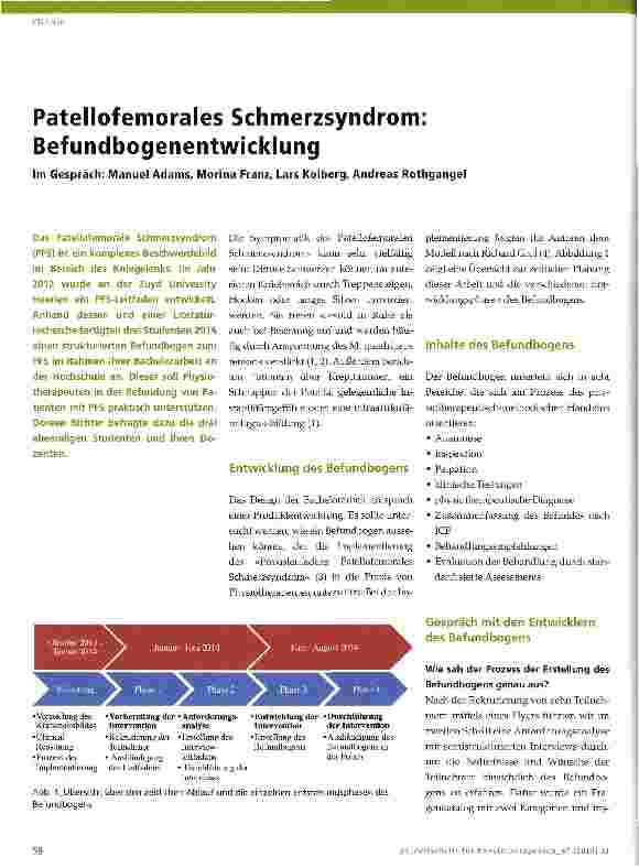 Vorschauseite 1: Patellofemorales Schmerzsyndrom: Befundbogenentwicklung