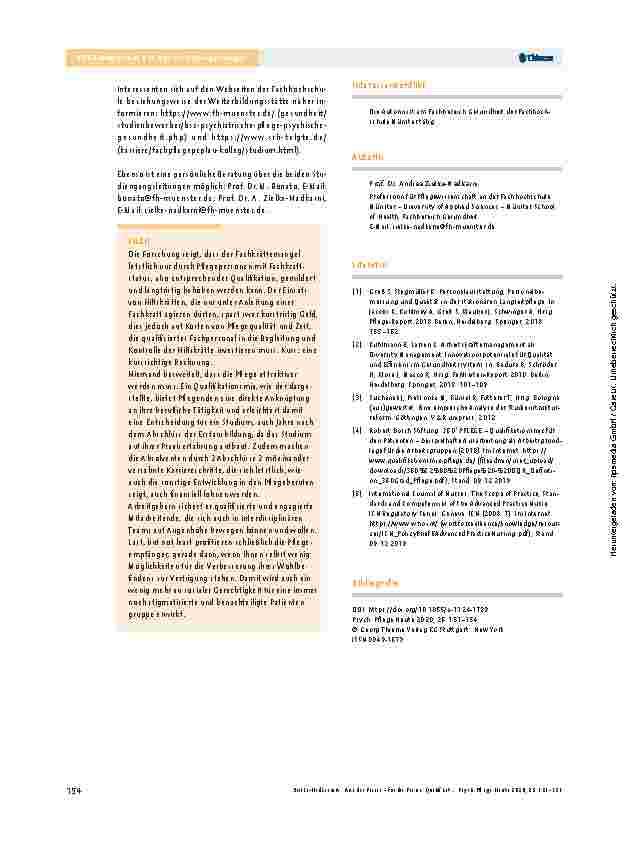 Vorschauseite 4: Aus der Praxis – für die Praxis: Qualifikationsmix im Studium Psychiatrische Pflege
