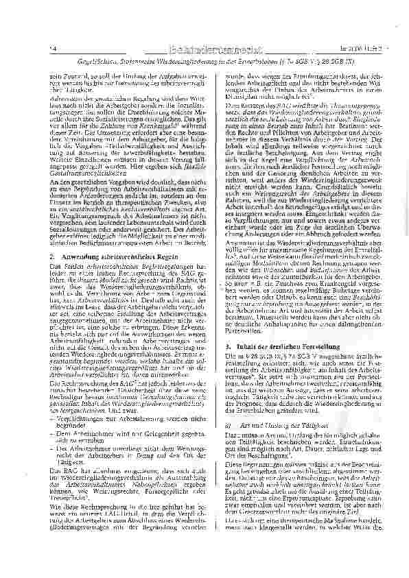 Vorschauseite 2: Stufenweise Wiedereingliederung in das Erwerbsleben(§ 74 SGB V/§ 28 SGB K)