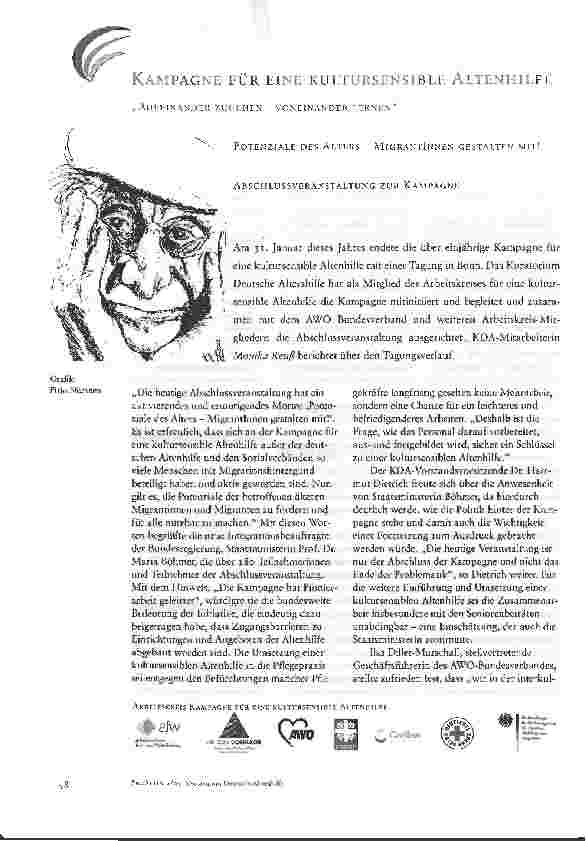 Vorschauseite 1: KAMPAGNE FÜR EINE KULTURSENSIBLE ALTENHILFEAUFEINANDER ZUGEHEN - VONEINANDER LERNEN