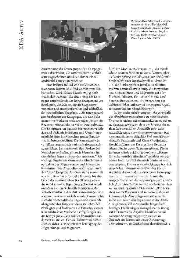 Vorschauseite 3: KAMPAGNE FÜR EINE KULTURSENSIBLE ALTENHILFEAUFEINANDER ZUGEHEN - VONEINANDER LERNEN
