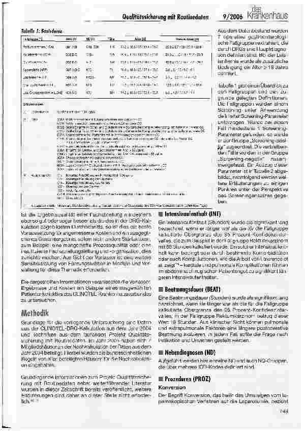 Vorschauseite 2: Qualitätssicherung mit Routinedaten - Ergebnisqualität und Kosten