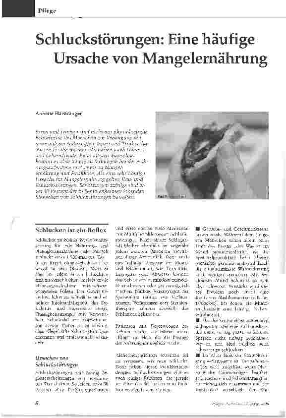 Vorschauseite 1: Schluckstörungen: Eine häufige Ursache von Mangelernährung