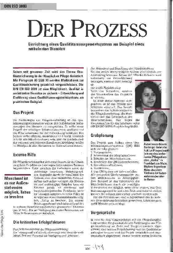 Vorschauseite 1: Der Prozess Einrichtung eines Qualitätsmanagementsystems am Beispiel eines ambulanten Dienstes