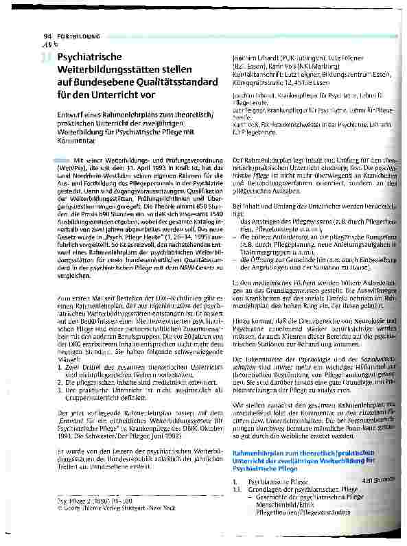 Vorschauseite 1: Psychiatrische Weiterbildungsstätten stellen auf Bundesebene Qualitätsstandard für den Unterricht vor