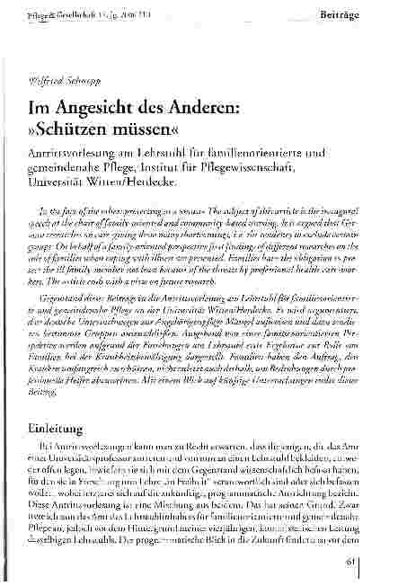 Vorschauseite 1: Im Angesicht des Anderen: Schützen müssen