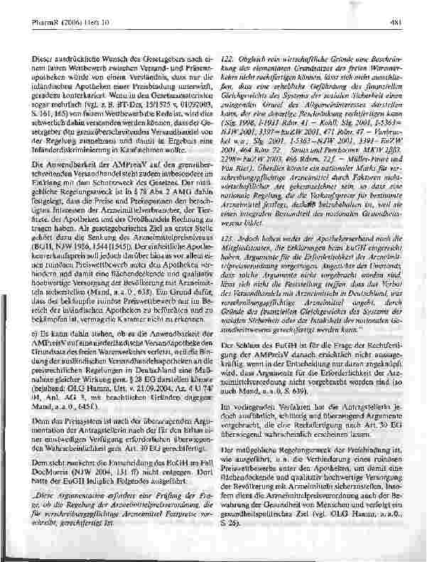 Vorschauseite 5: Bindung ausländischer Versandapotheken an die Arzneimittelpreisverordnung