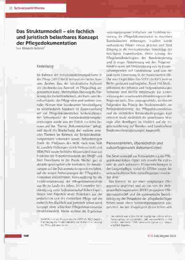 Vorschauseite 1: Das Strukturmodell - ein fachlich und juristisch belastbares Konzept der Pflegedokumentation