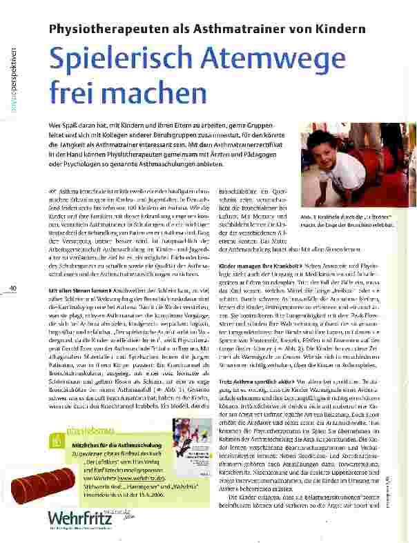 Vorschauseite 1: Physiotherapeuten als Asthmatrainer von Kindern Spielerisch Atemwege frei machen
