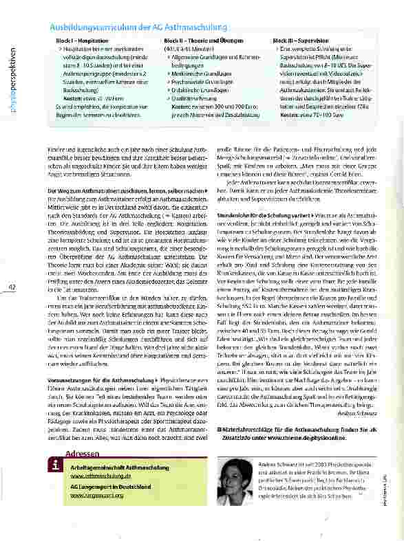 Vorschauseite 3: Physiotherapeuten als Asthmatrainer von Kindern Spielerisch Atemwege frei machen