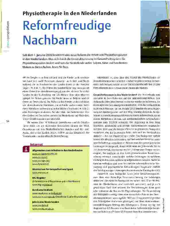 Vorschauseite 1: Physiotherapie in den NiederlandenReformfreudige Nachbarn