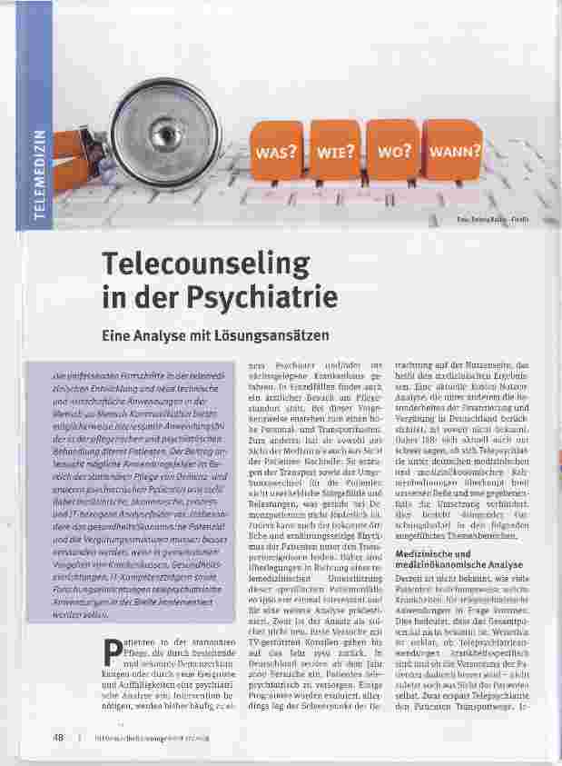 Vorschauseite 1: Telecounseling in der Psychiatrie