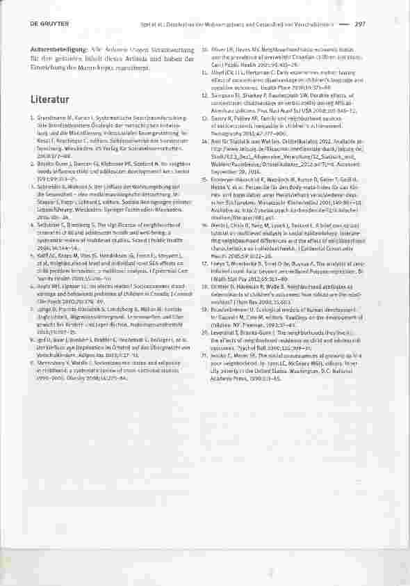 Vorschauseite 4: Deprivation der Wohnumgebung und Gesundheit von Vorschulkindern