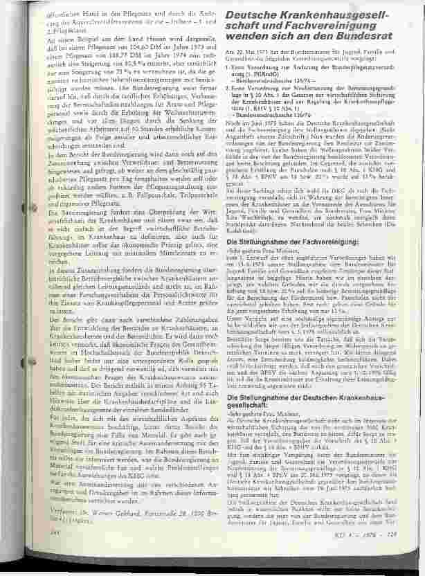 Vorschauseite 2: Bericht der Bundesregierung über die Auswirkungen des KHG und der Bundespflegesatzverordnung