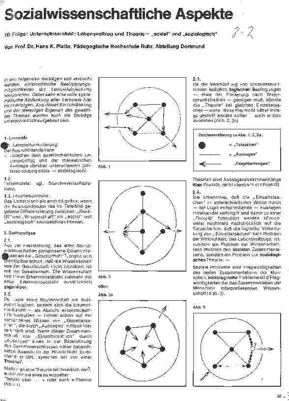 Vorschauseite 1: Sozialwissenschaftliche Aspekte 10. Folge: Unterrichtseinheit: Lebensvollzug und Therapie - sozial u. soziologisch