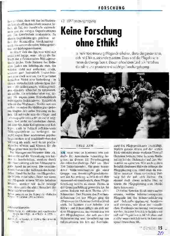 Vorschauseite 1: Keine Forschung ohne Ethik! 13. SBK-Forschungstagung