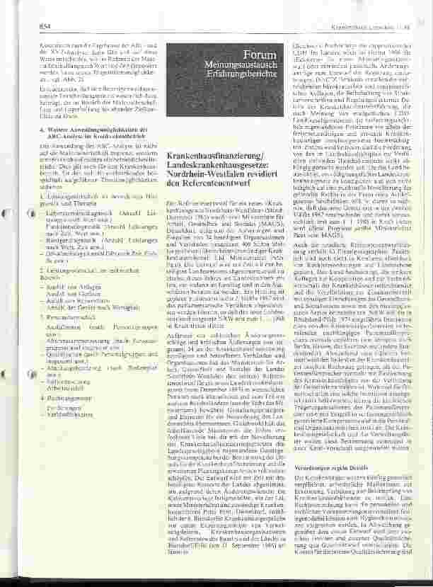 Vorschauseite 1: Krankenhausfinanzierung/Landeskrankenhausgesetze: Nordrhein-Westfalen revidiert den Referentenentwurf