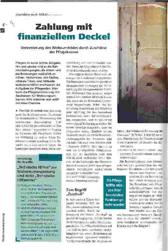 Vorschauseite 1: Zahlung mit finanziellem Deckel Verbesserung des Wohnumfeldes durch Zuschüsse der Pflegekassen