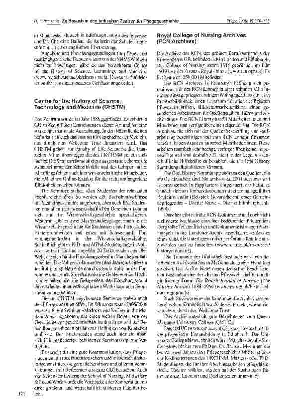 Vorschauseite 2: Zu Besuch in den britischen Zentren für Pflegegeschichte