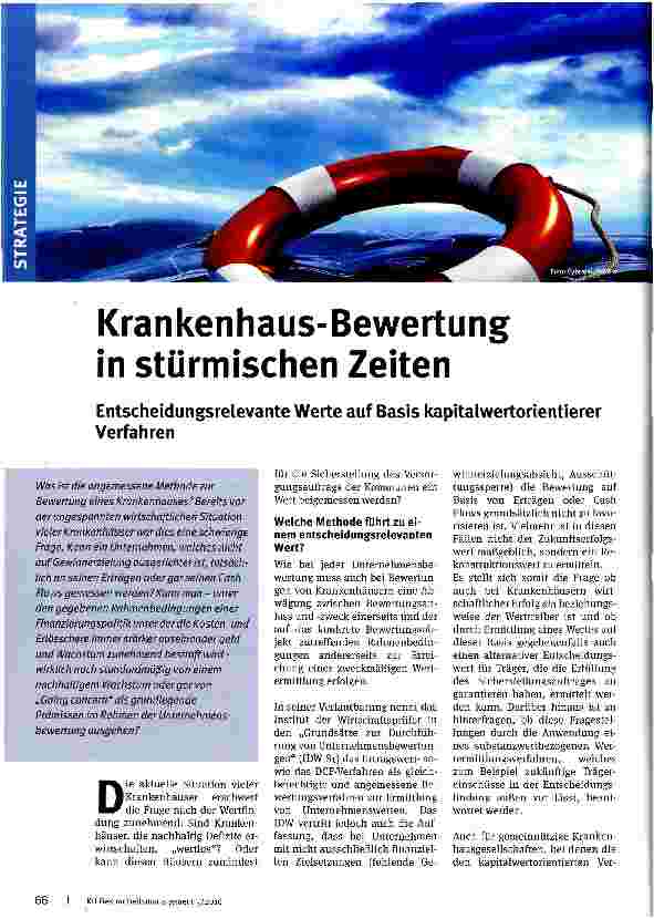 Vorschauseite 1: Krankenhaus-Bewertung in stürmischen Zeiten