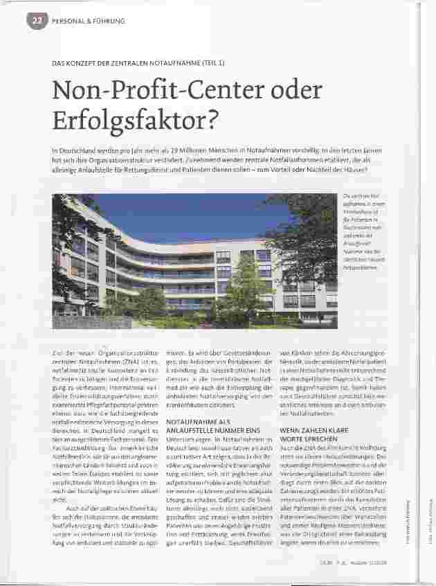 Vorschauseite 1: DAS KONZEPT DER ZENTRALEN NOTAUFNAHME (TEIL 1) Non-Profit Center oder Erfolgsfaktor?