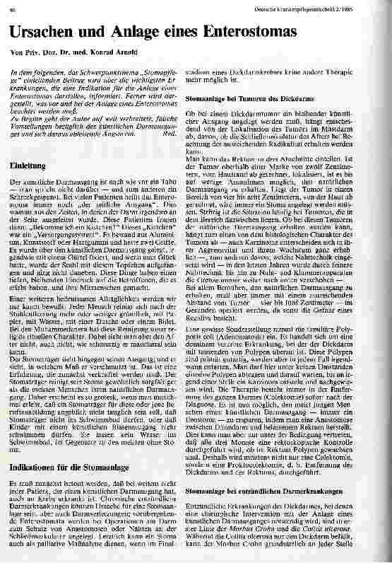 Vorschauseite 1: Ursachen und Anlage eines Enterostomas