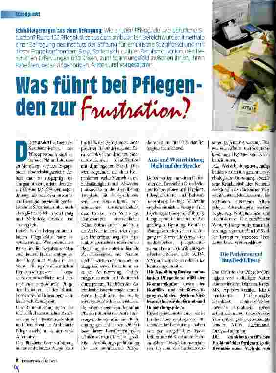 Vorschauseite 1: Was führt bei Pflegenden zur Frustration?
