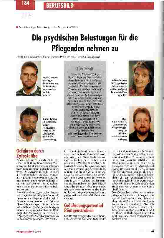 Vorschauseite 1: Die psychischen Belastungen für die Pflegenden nehmen zu Berufsbedingte Erkrankungen der Pflegekräfte Teil 3