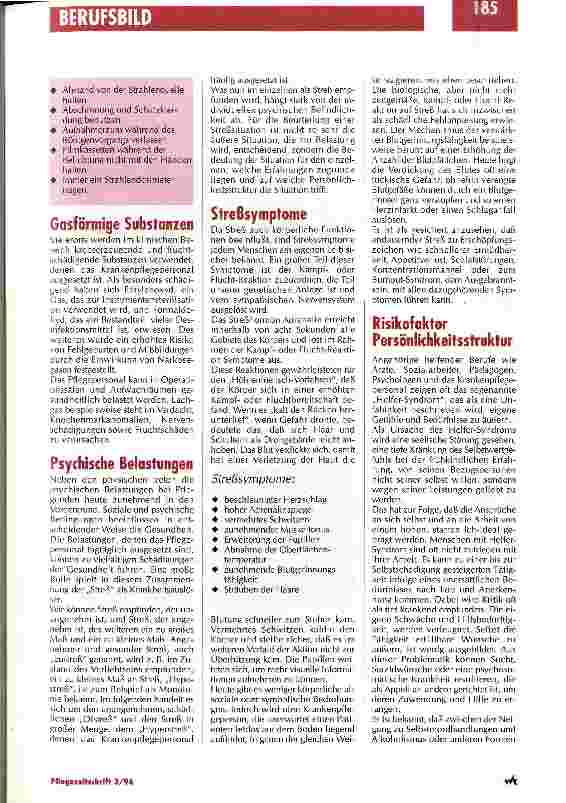 Vorschauseite 2: Die psychischen Belastungen für die Pflegenden nehmen zu Berufsbedingte Erkrankungen der Pflegekräfte Teil 3