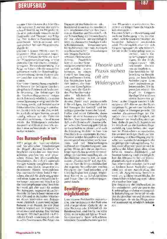 Vorschauseite 4: Die psychischen Belastungen für die Pflegenden nehmen zu Berufsbedingte Erkrankungen der Pflegekräfte Teil 3