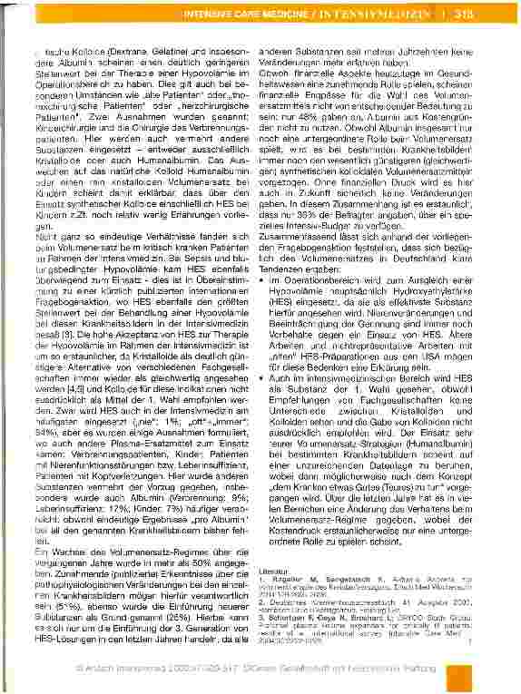 Vorschauseite 5: Volumentherapie in DeutschlandEine Ist-Analyse anhand einer Fragebogenaktion